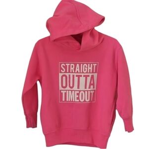 Hoodie Funny Toddlers Straight Outta Time‎ Out Pink Size 2